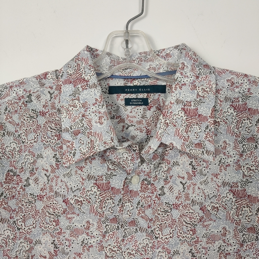 Perry Ellis Floral Men's Shirt Size Large Cotton Business Casual